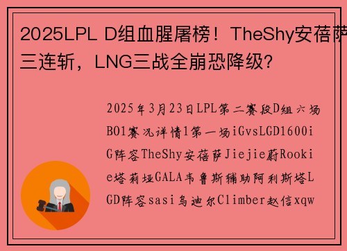 2025LPL D组血腥屠榜！TheShy安蓓萨三连斩，LNG三战全崩恐降级？